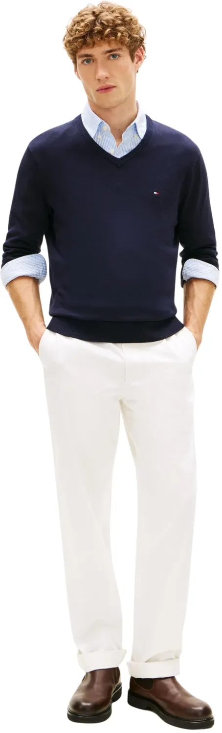 Tommy Hilfiger Essential Cotton maglione blu XXL scollo a V