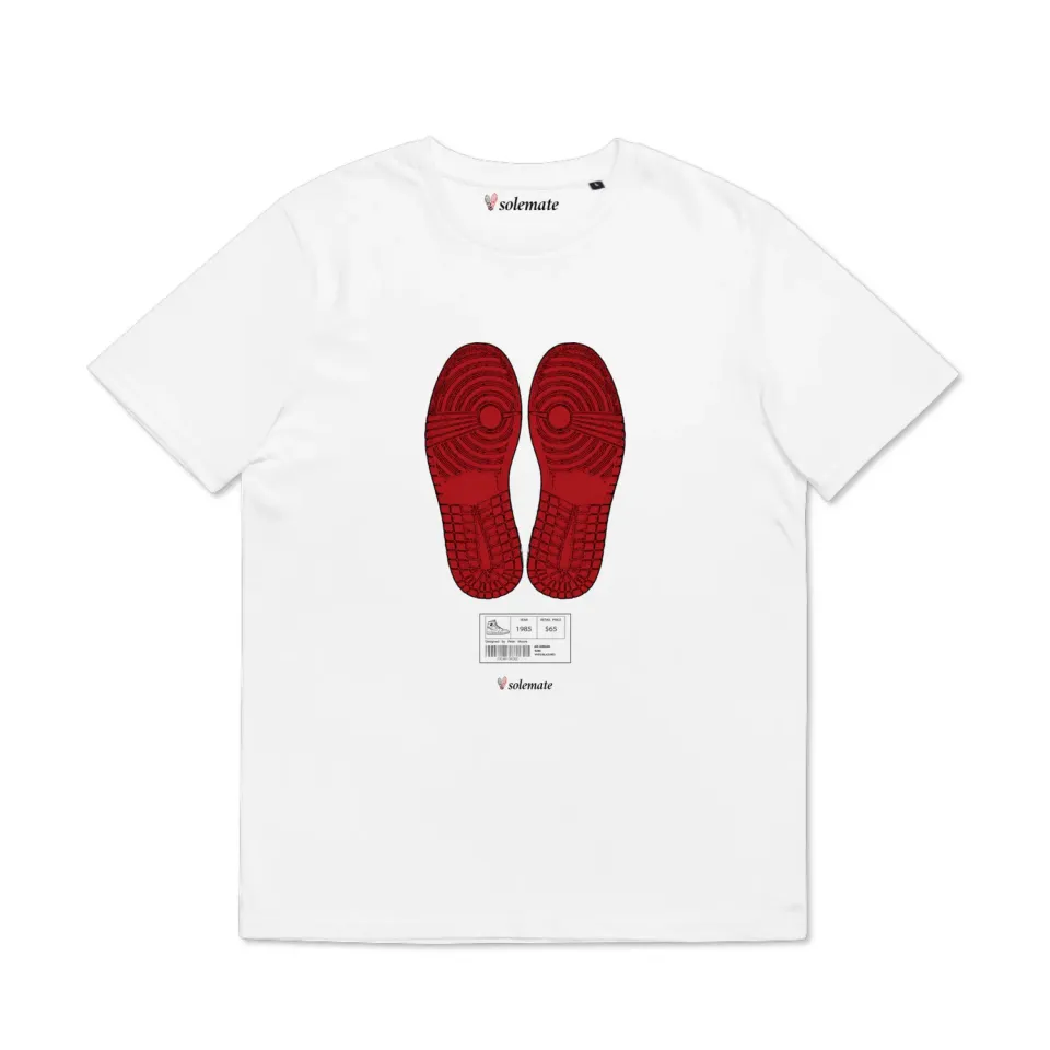 Solemate AJ1 Footprints t-shirt bianca cotone filato