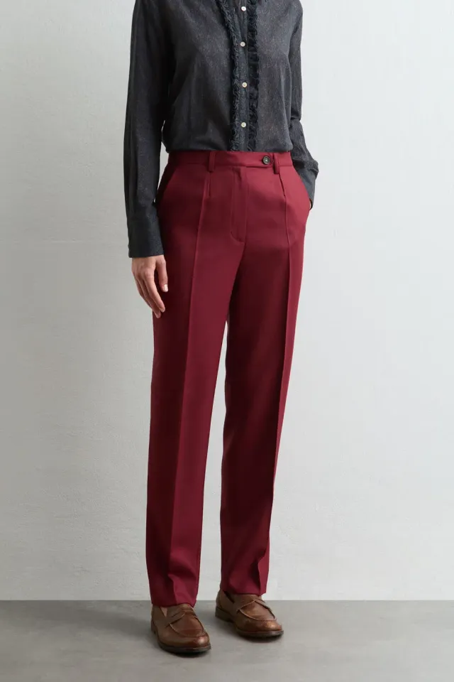 Massimo Alba Illinois pantaloni donna bordeaux lana