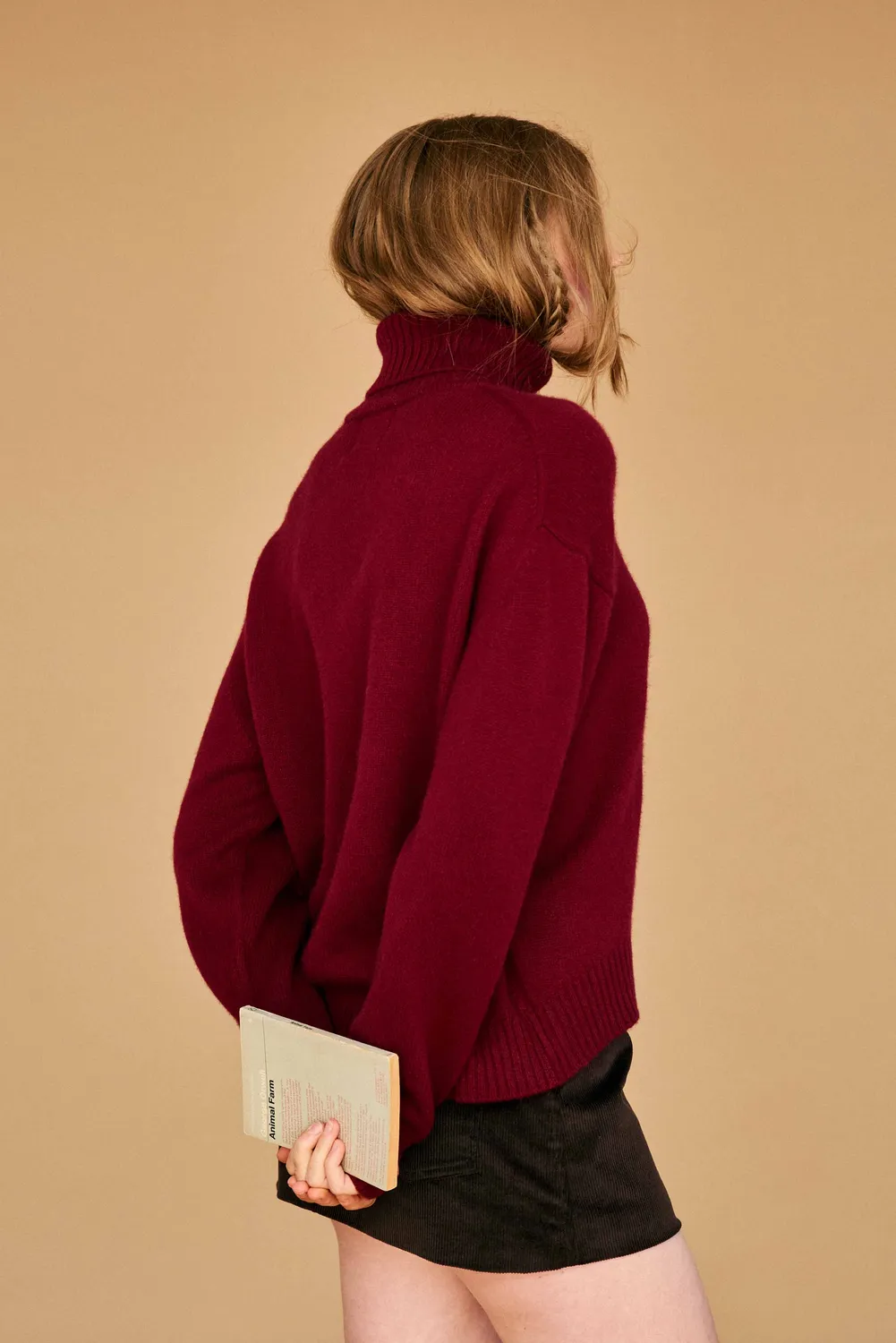 JUMPER 1234 Roll Collar maglione cashmere bordeaux oversize pesante