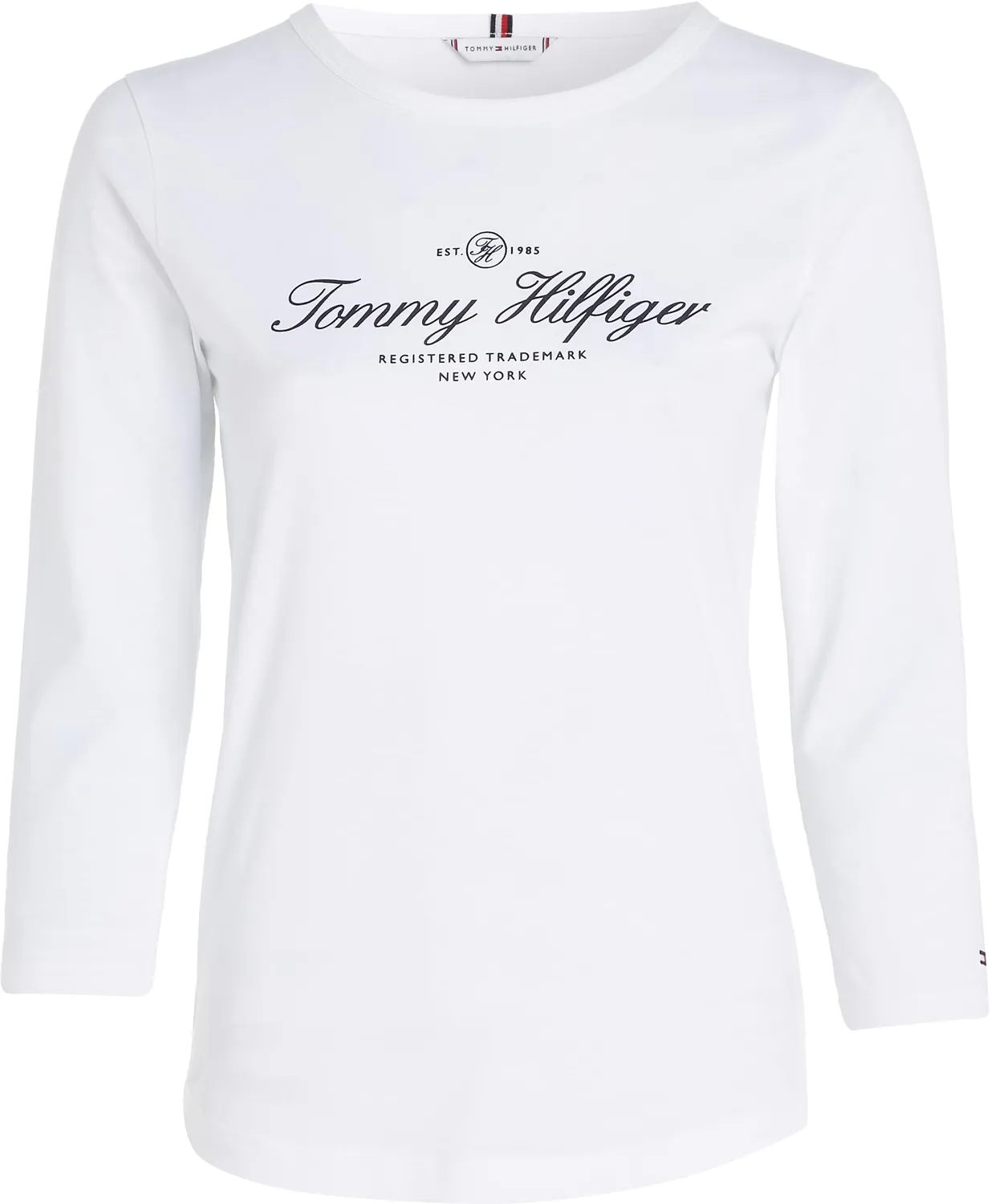 Tommy Hilfiger Open-Neck maglietta maniche lunghe bianca S