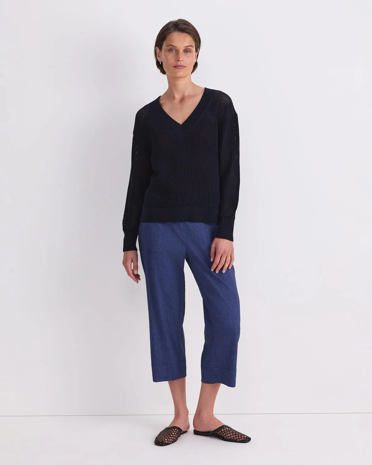 Sportscraft Cotton Crochet V-Neck maglia cotone XS