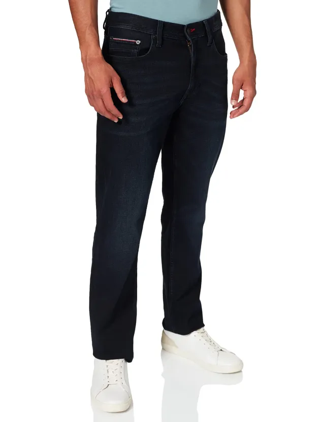 Tommy Hilfiger Denton Straight jeans uomo blu denim elasticizzato
