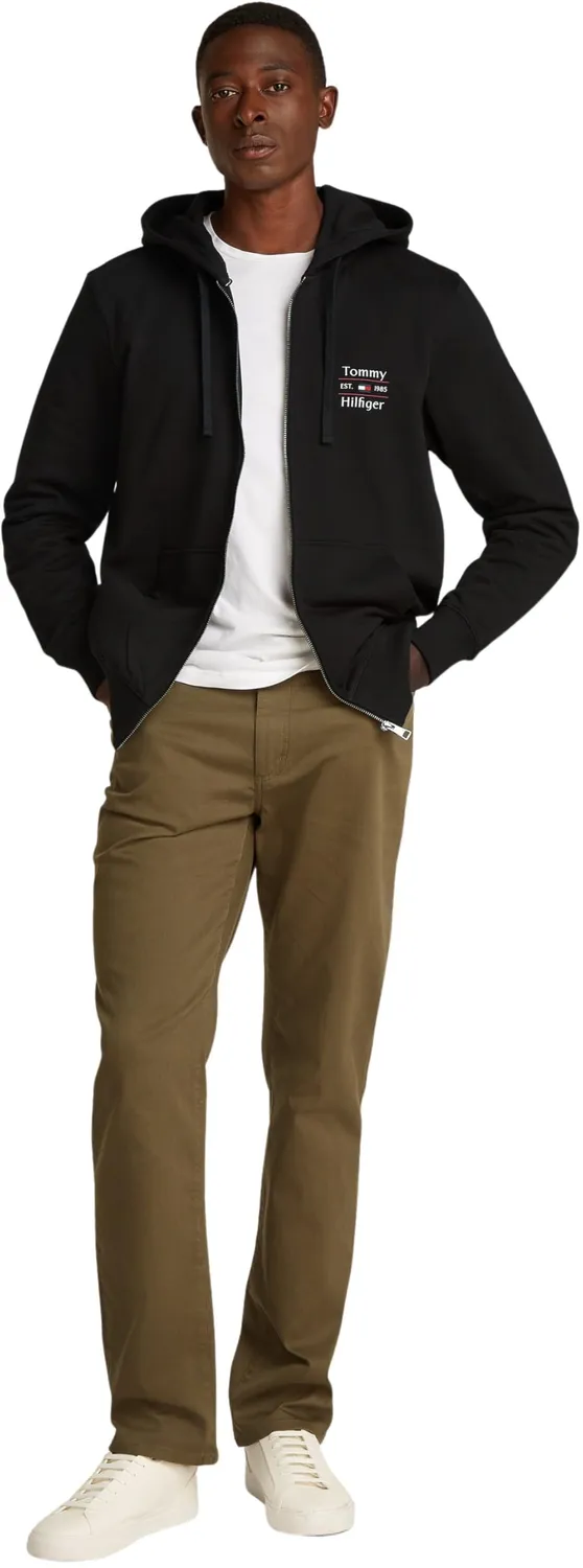 Tommy Hilfiger Stack Felpa Zip Nero Black Uomo Cotone