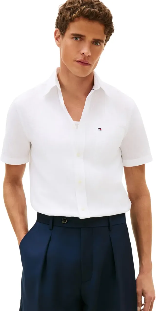 Tommy Hilfiger Seersucker MW0MW38570 camicia uomo blu seersucker