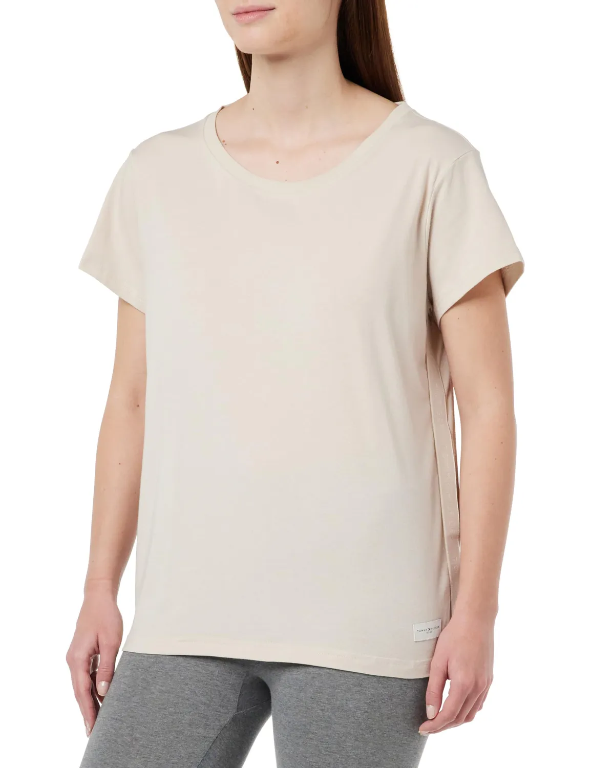 Tommy Hilfiger UW0UW04873 t-shirt donna nera cotone