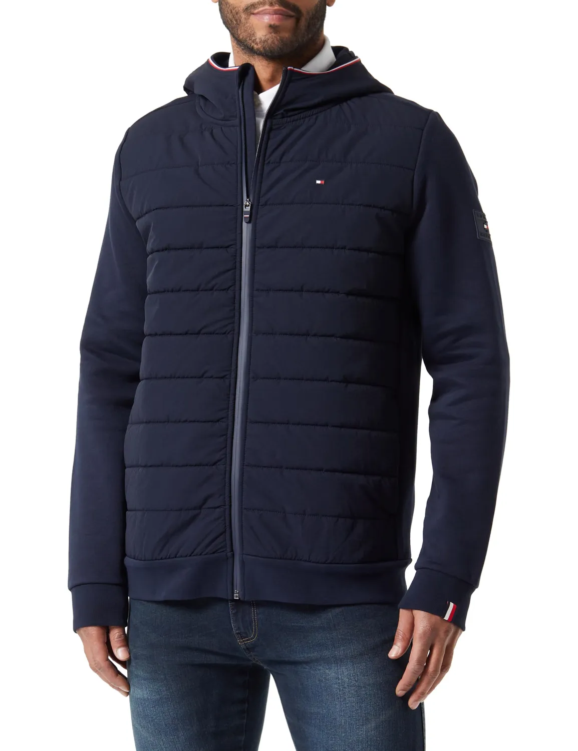 Tommy Hilfiger felpa zip cappuccio uomo XS grigia Dark Ash
