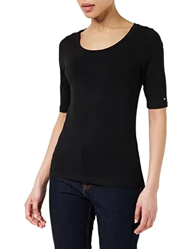 Tommy Hilfiger Modern Scoop top donna maniche corte nero cotone