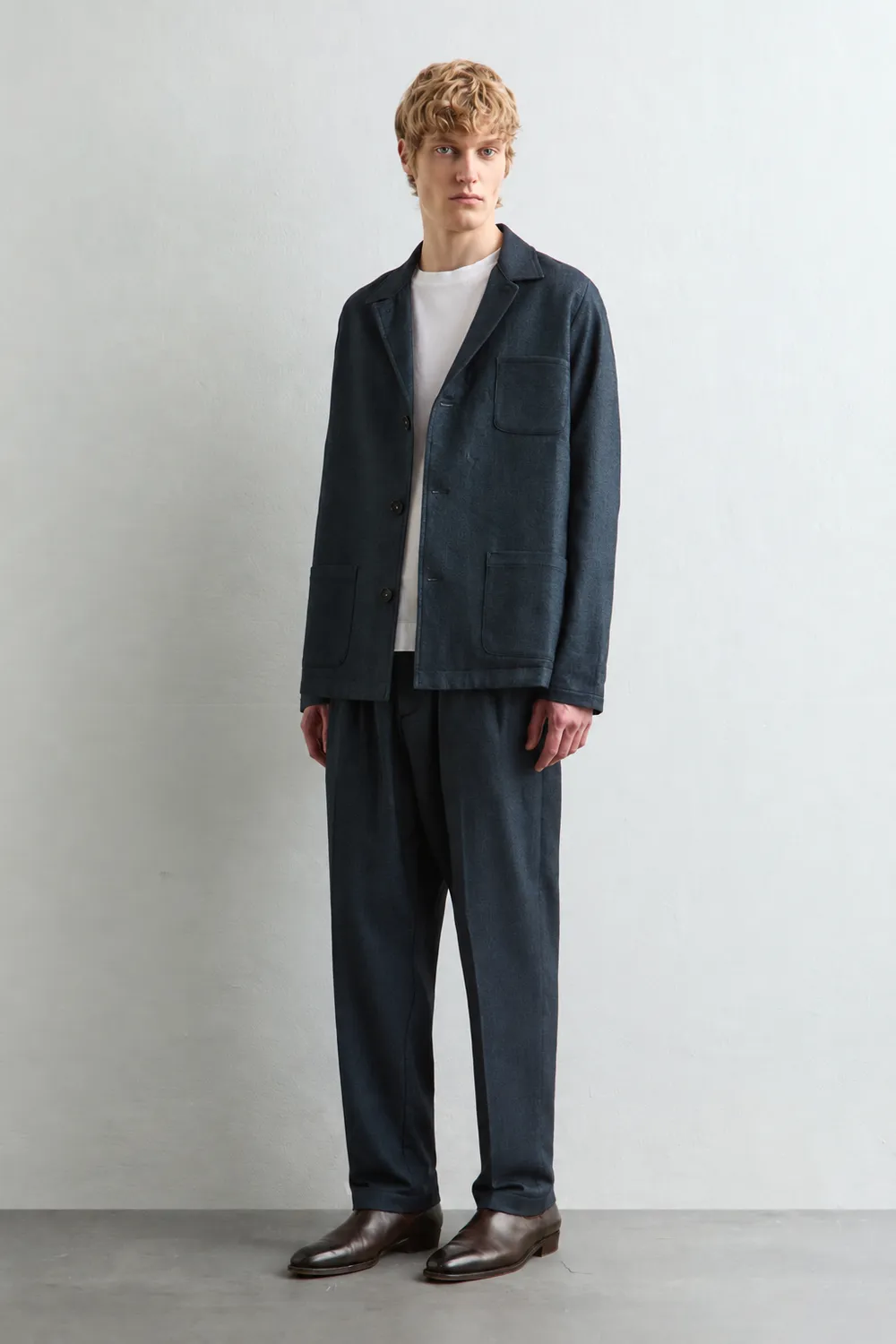 Massimo Alba Stan pantaloni uomo blu cotone doppia pinces