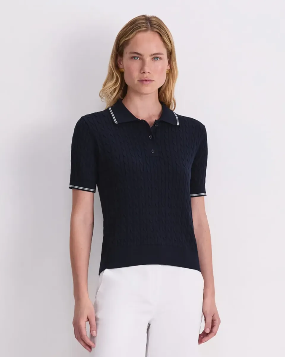 Sportscraft Chiffon polo donna cotone trecce manica corta