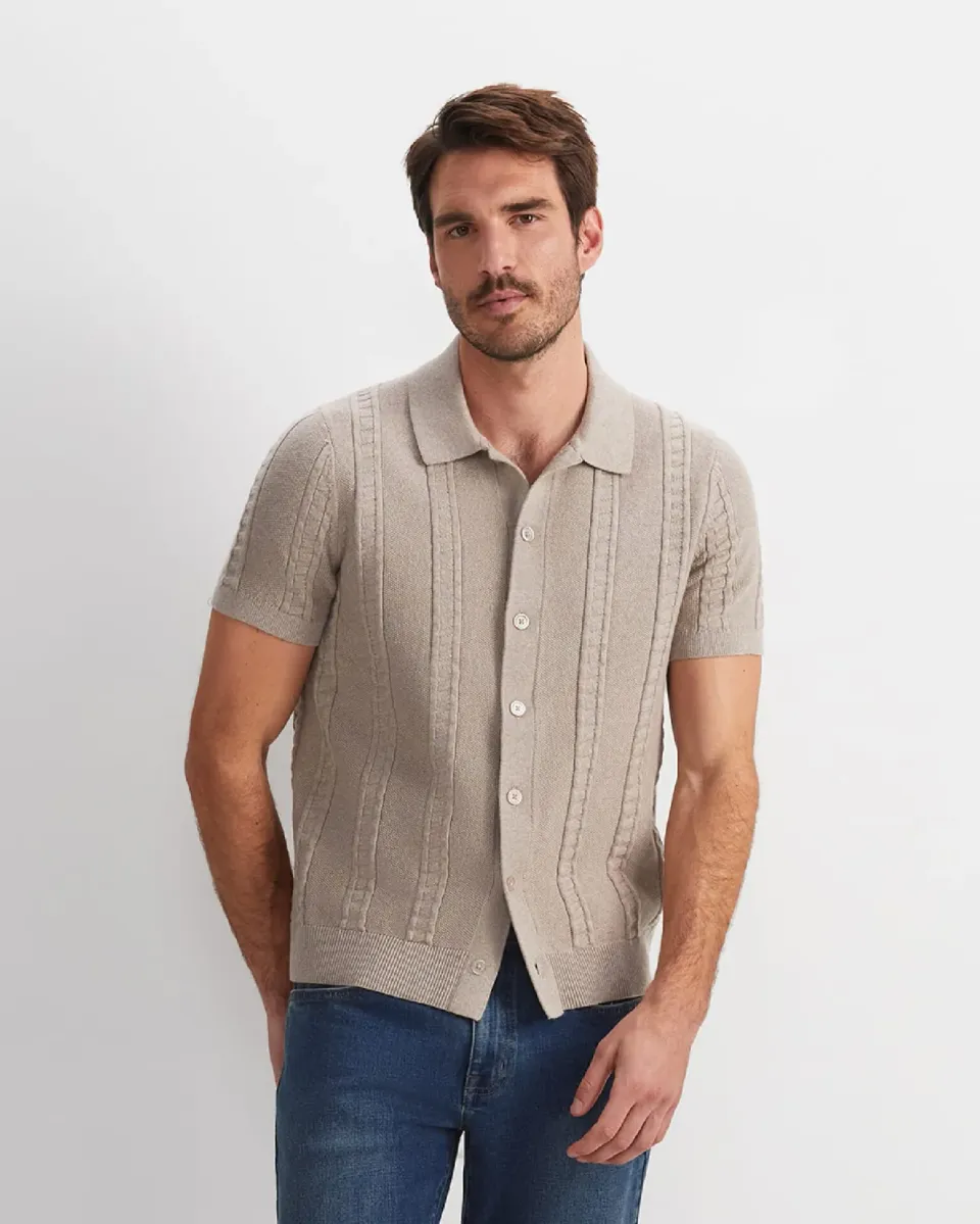 Sportscraft Cameron Knit polo uomo lana cotone trecce