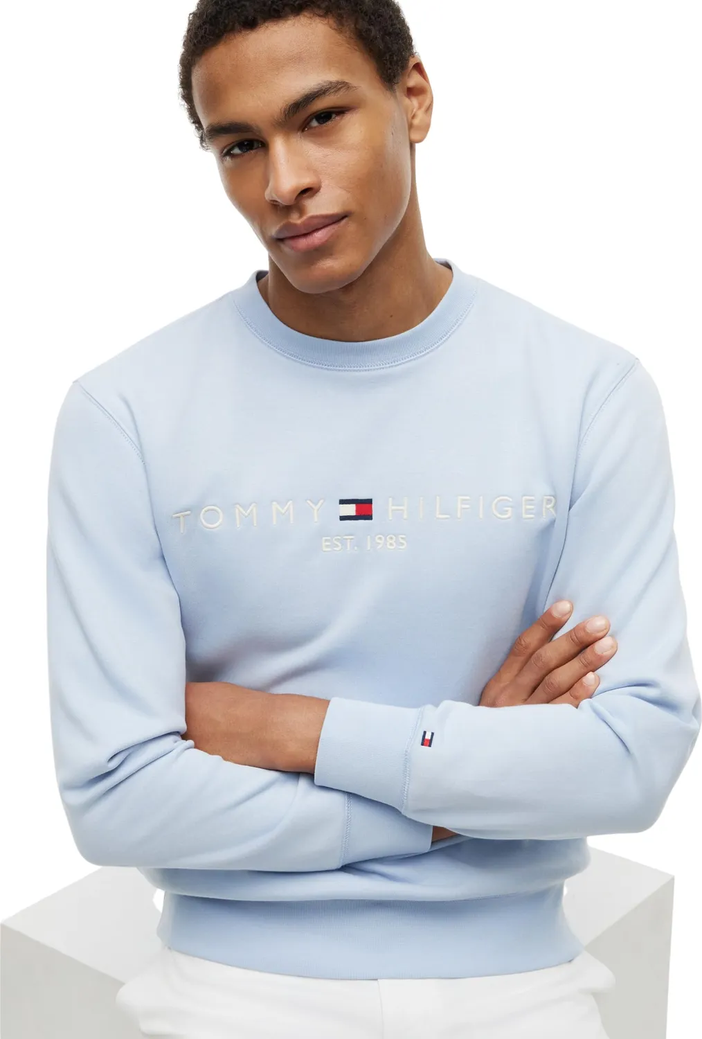 Tommy Hilfiger Tommy Logo felpa blu Breezy Blue M girocollo