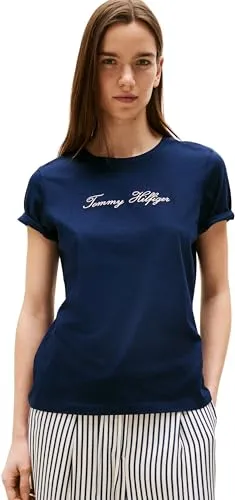 Tommy Hilfiger Lurex Script t-shirt donna L scollo rotondo