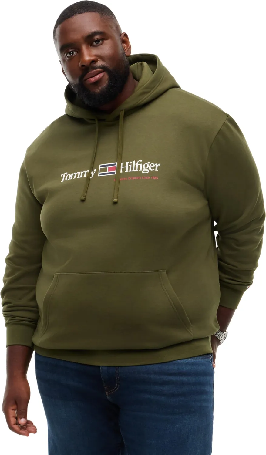 Tommy Hilfiger RWB MW0MW45703 felpa uomo XXL nera con cappuccio