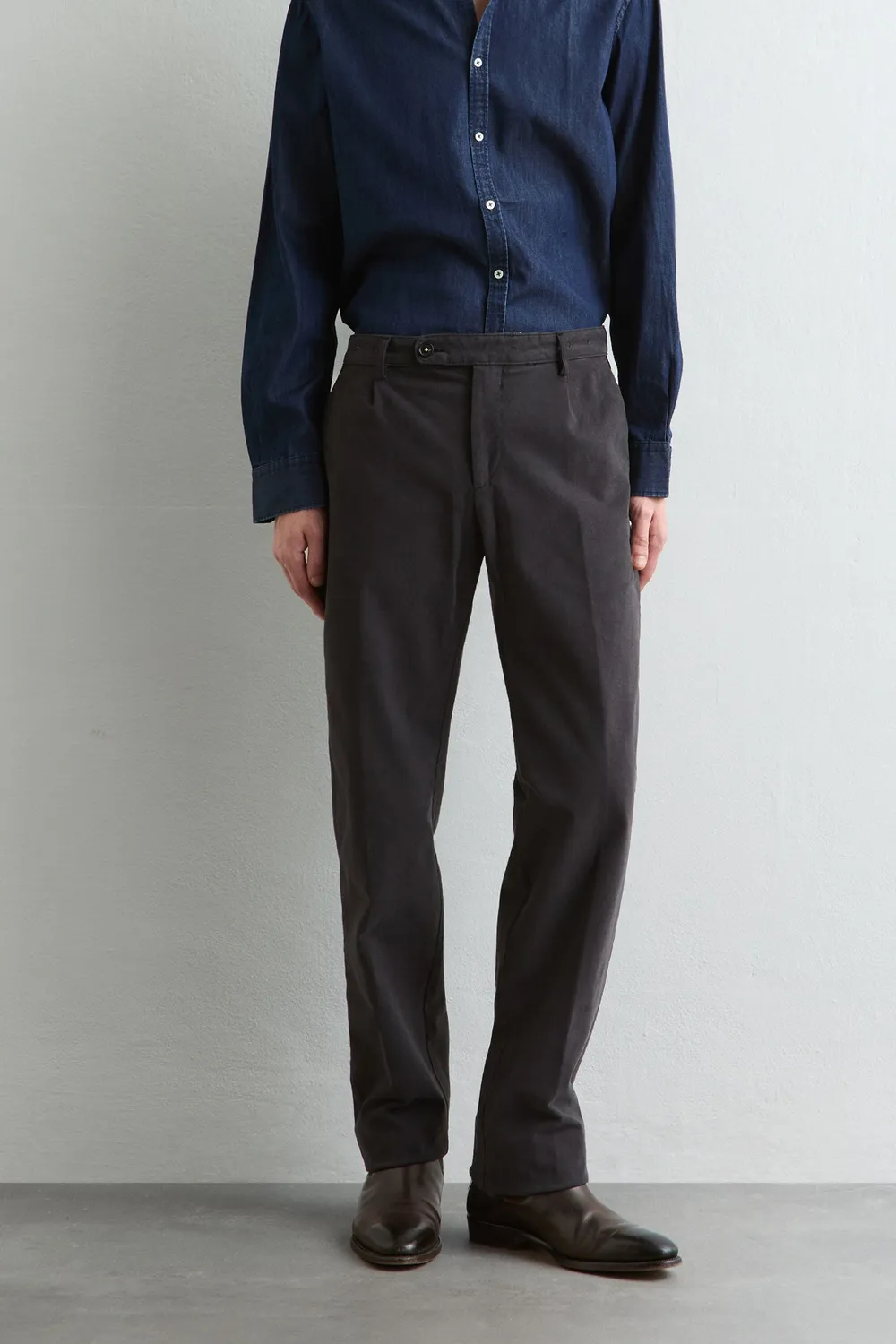 Massimo Alba IONIO2 pantaloni ampi neri gabardine cotone