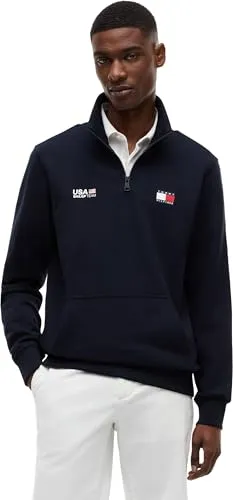 Tommy Hilfiger SailGP MW0MW44687 felpa uomo mezza zip XL blu