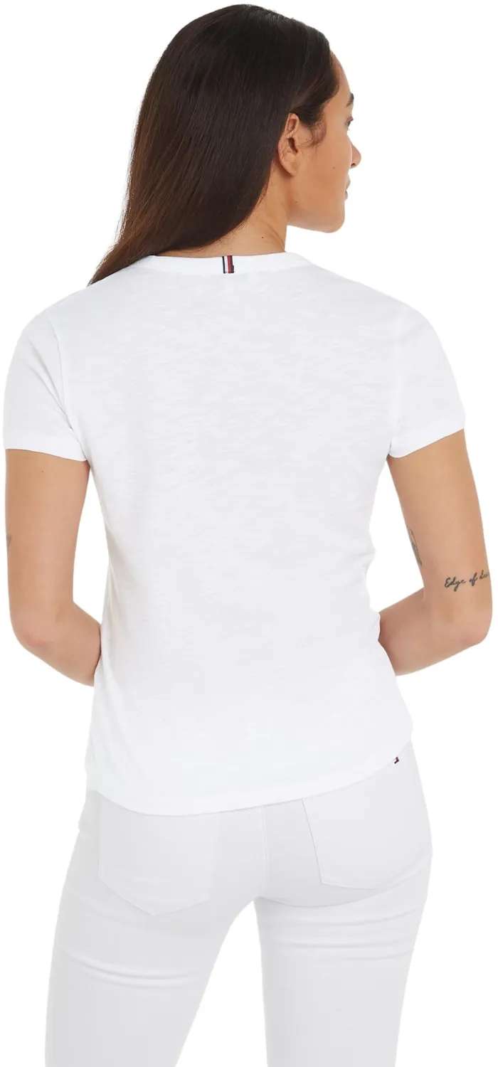 Tommy Hilfiger 1985 Slub t-shirt donna M bianca slim