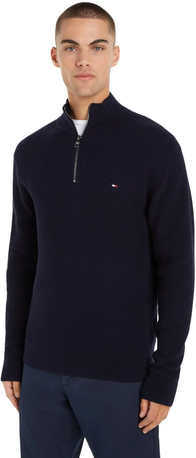 Tommy Hilfiger Mock Neck Mezza Zip pullover nero uomo