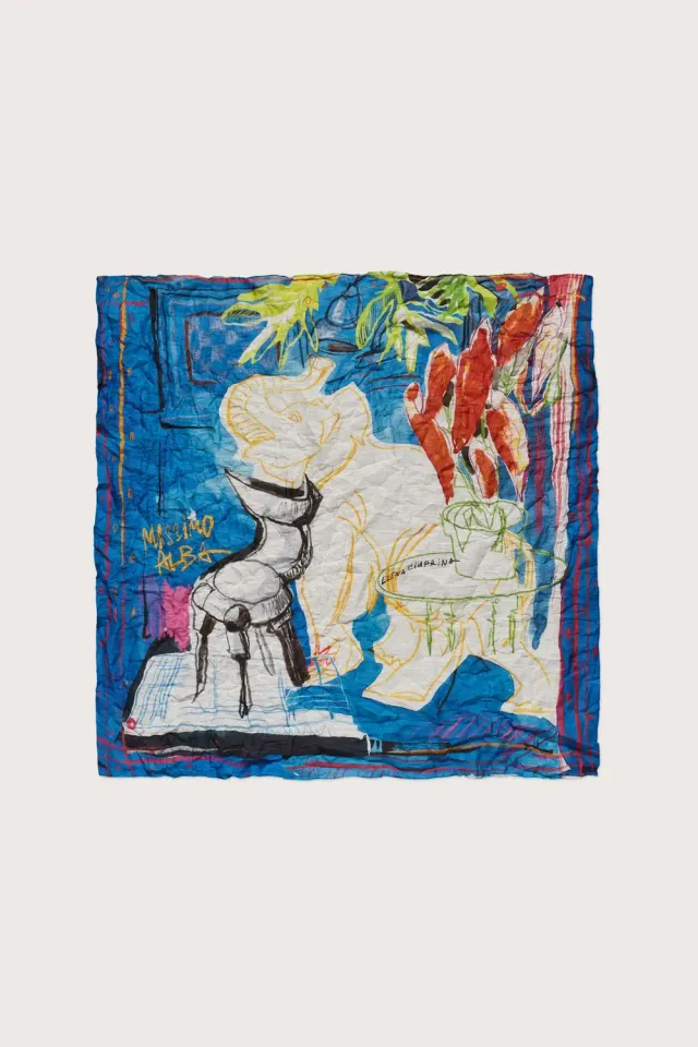 Massimo Alba Hanky1 fazzoletto lapis blue cotone 45x45