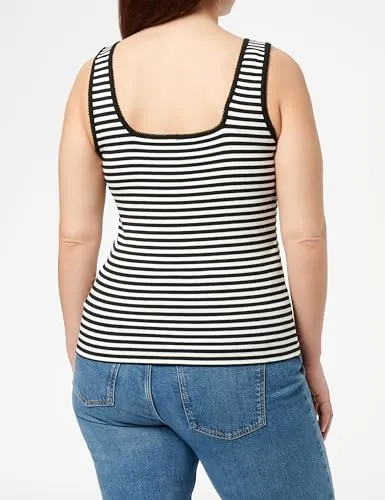 Tommy Hilfiger Slim Canotta a Costine Ecru/Black M