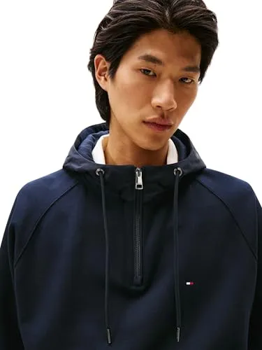 Tommy Hilfiger Mix Media 1/4 Zip felpa uomo M con cappuccio