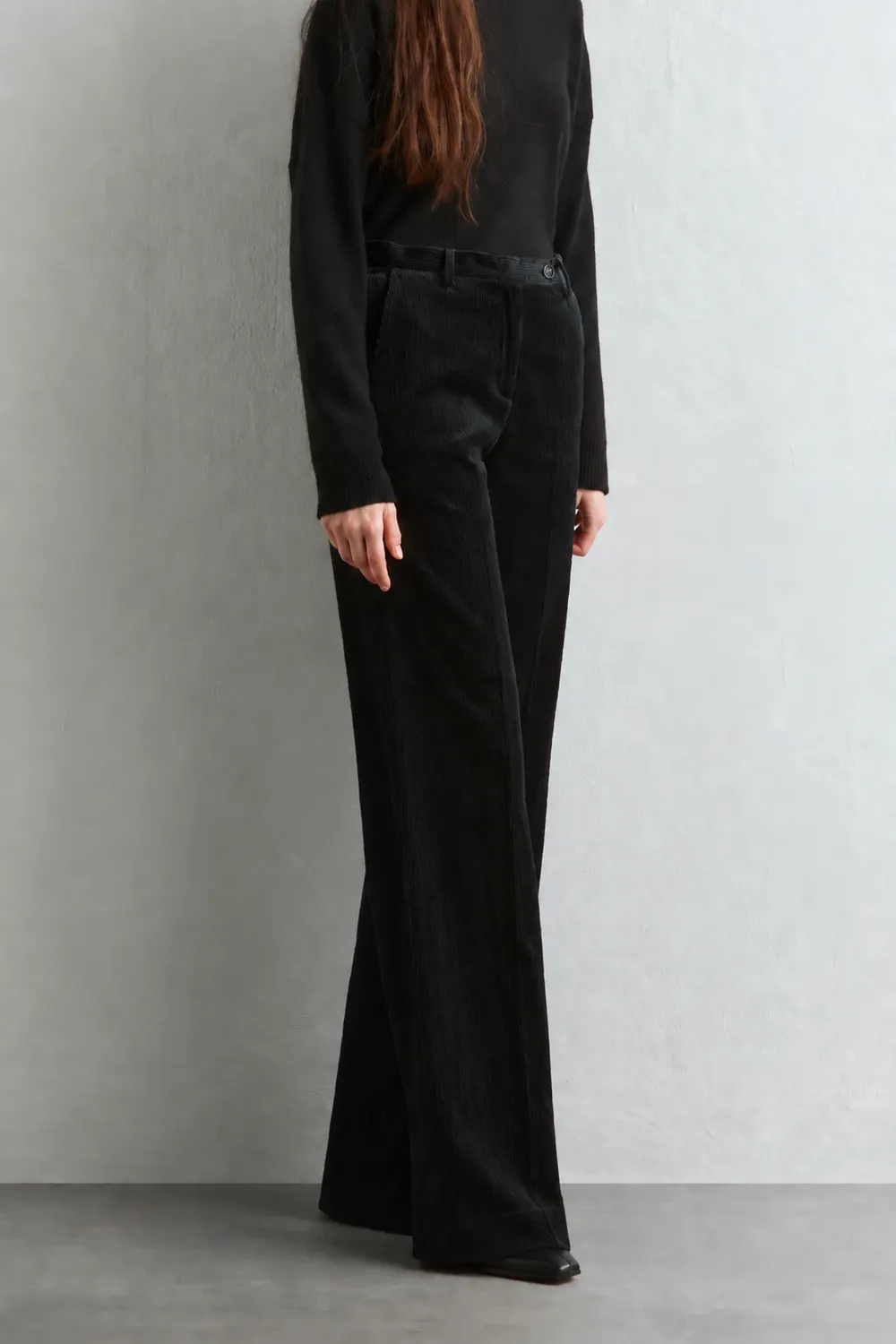 Massimo Alba Lamna pantaloni donna nero lavato velluto