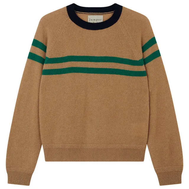 JUMPER 1234 Cashmere Chest Stripe Crew maglione cammello