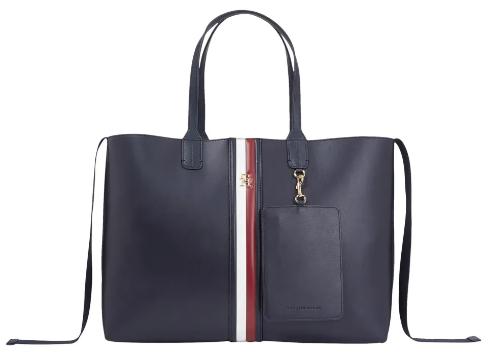 Tommy Hilfiger Iconic Tote Donna Global Stripes Pelle Sintetica