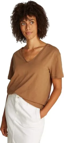 Tommy Hilfiger T-Shirt Scollo a V Beige Safari Canvas XL