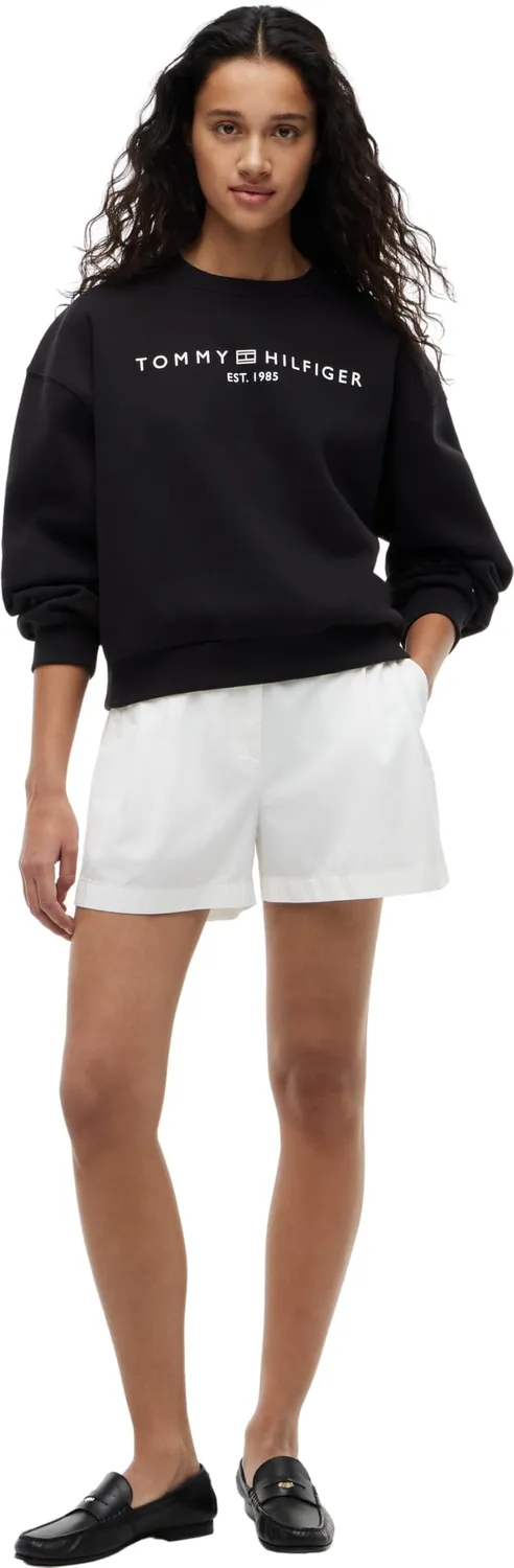 Tommy Hilfiger Corp Logo WW0WW47831 felpa donna nera girocollo