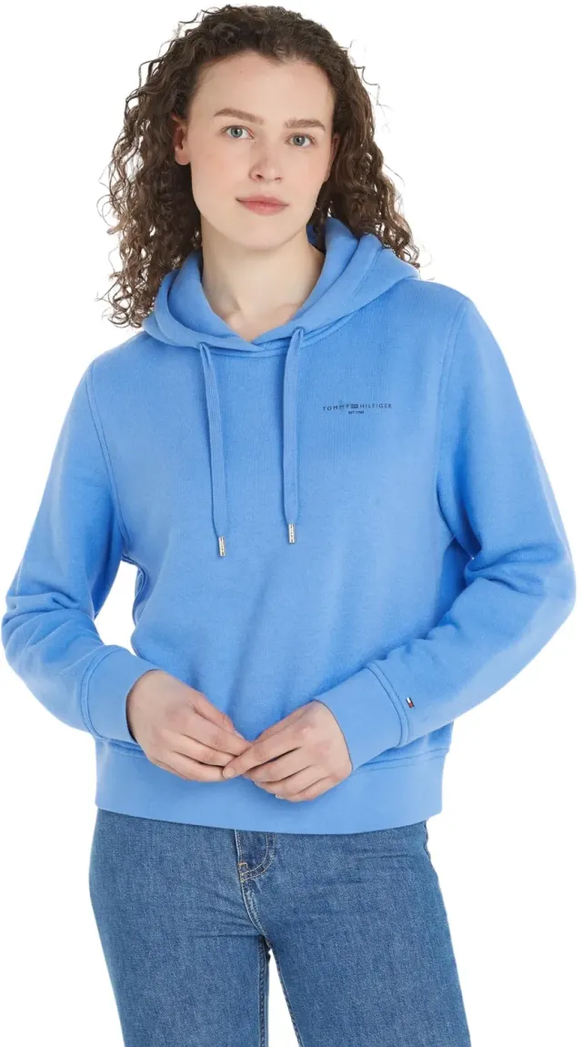 Tommy Hilfiger Logo Hoodie felpa donna rosa con cappuccio