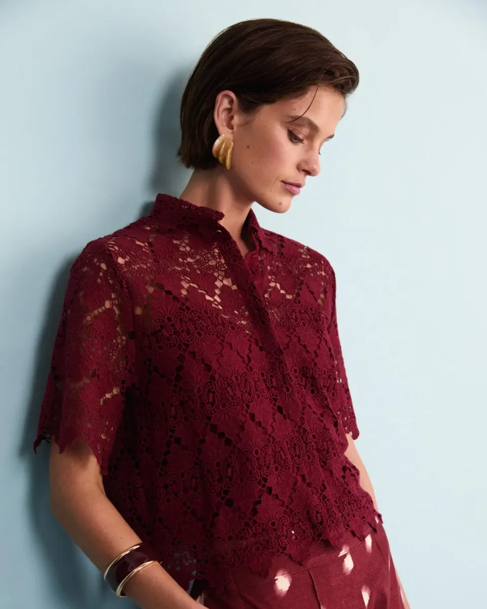 Sportscraft Ariana Lace Cropped camicia in pizzo
