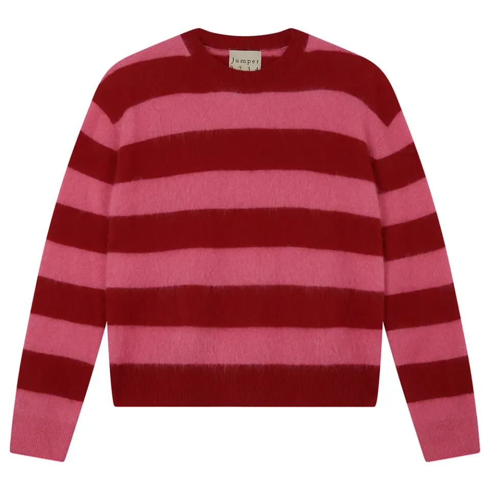 Jumper 1234 Brushed Wool Stripe Crew maglione rosso rosa