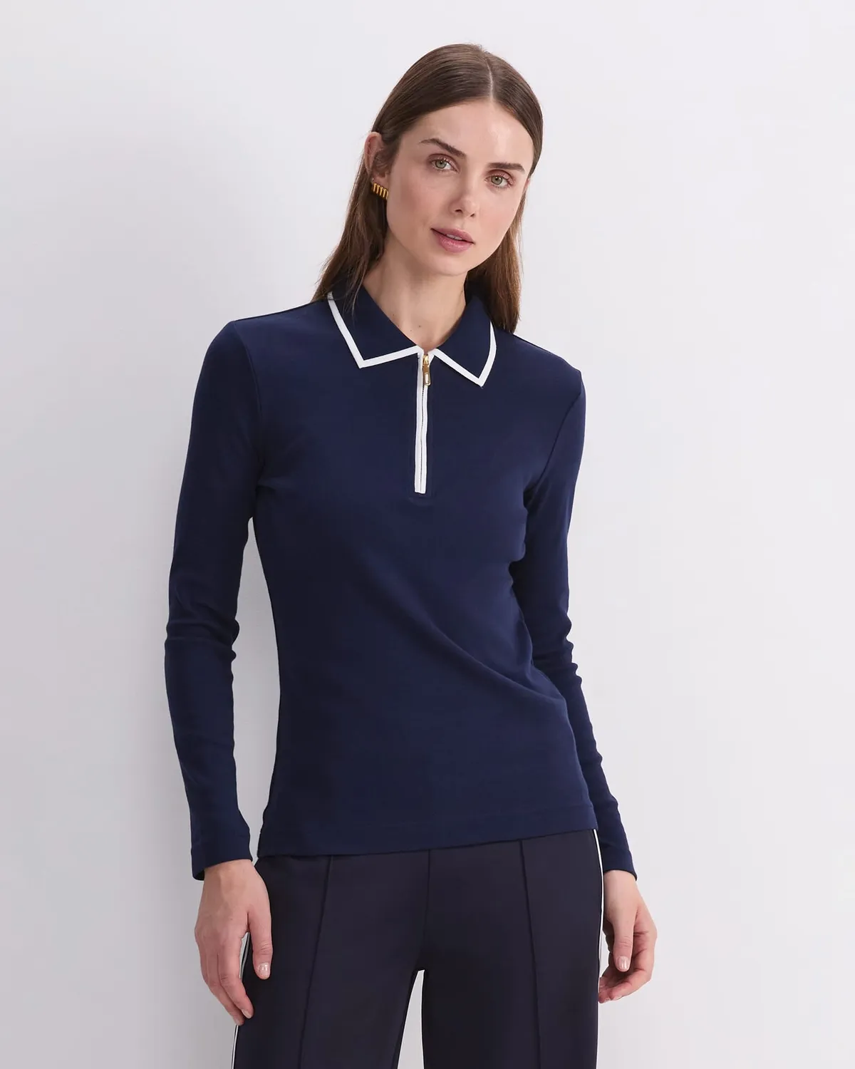 Sportscraft Lucy top cotone donna zip collo aderente