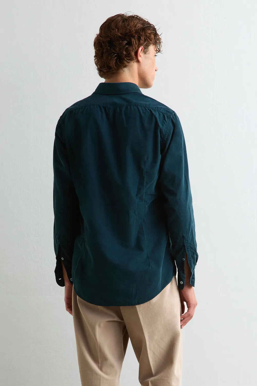 Massimo Alba Genova Camicia Uomo Steel Blue Velluto Coste