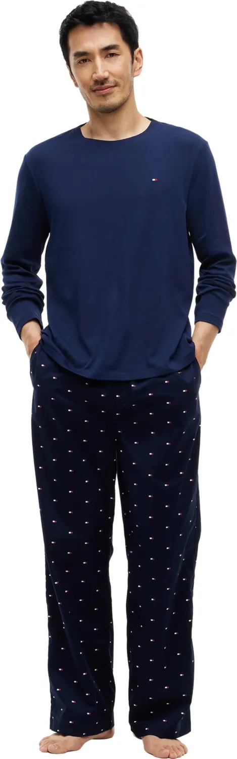 Tommy Hilfiger UM0UM03999 pigiama uomo beige set stampa