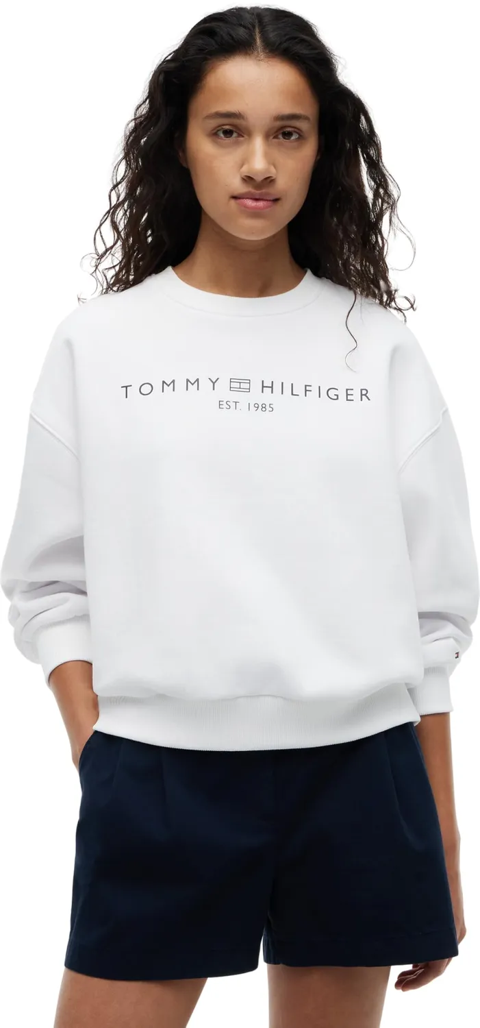 Tommy Hilfiger Corp Logo WW0WW47831 felpa donna nera girocollo