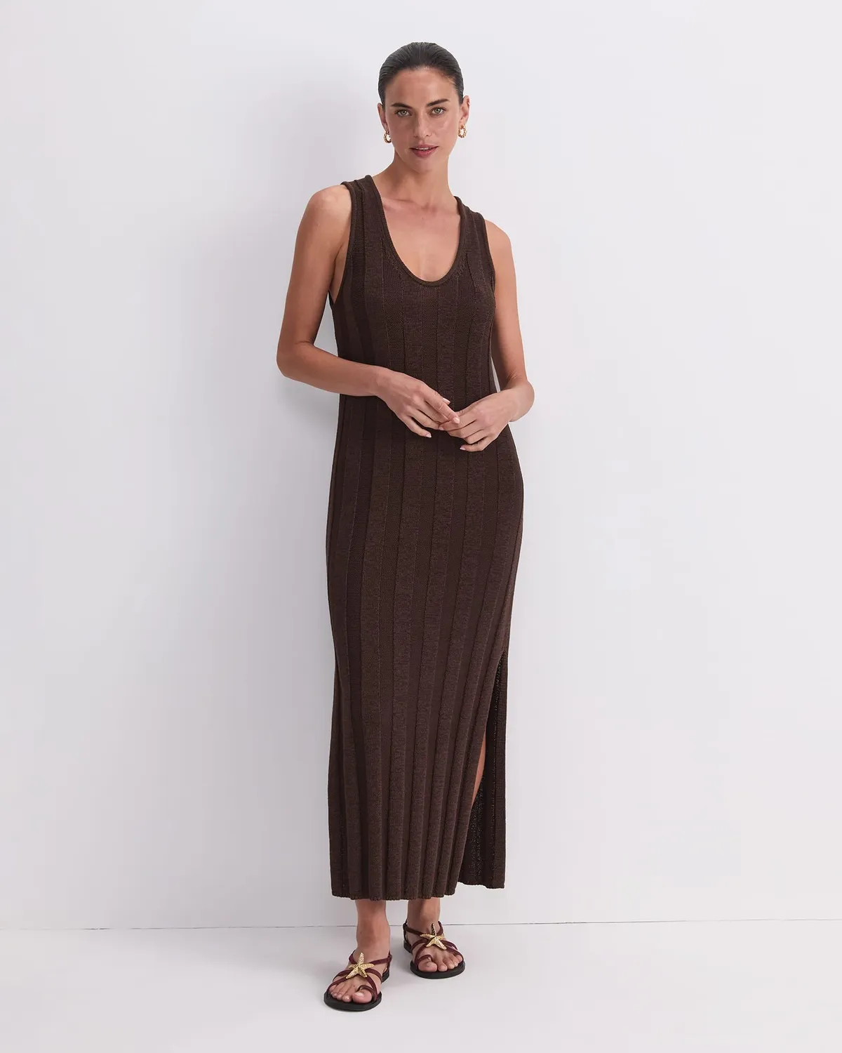 Sportscraft Josie Tape Yarn abito maxi maglia cotone
