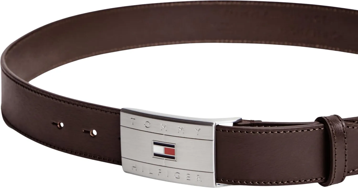Tommy Hilfiger Flag Plaque AM0AM14322 cintura uomo nera fibbia