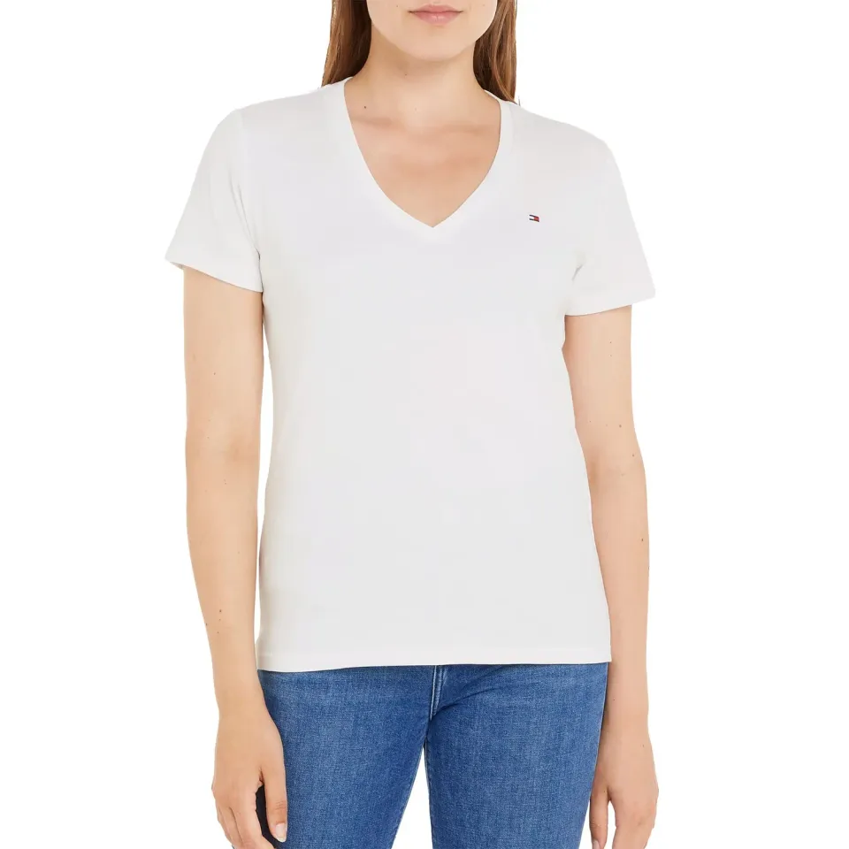 Tommy Hilfiger Cody Rib t-shirt scollo V donna rosa