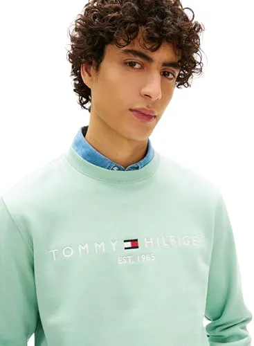 Tommy felpa logo uomo verde Crushed Mint L girocollo