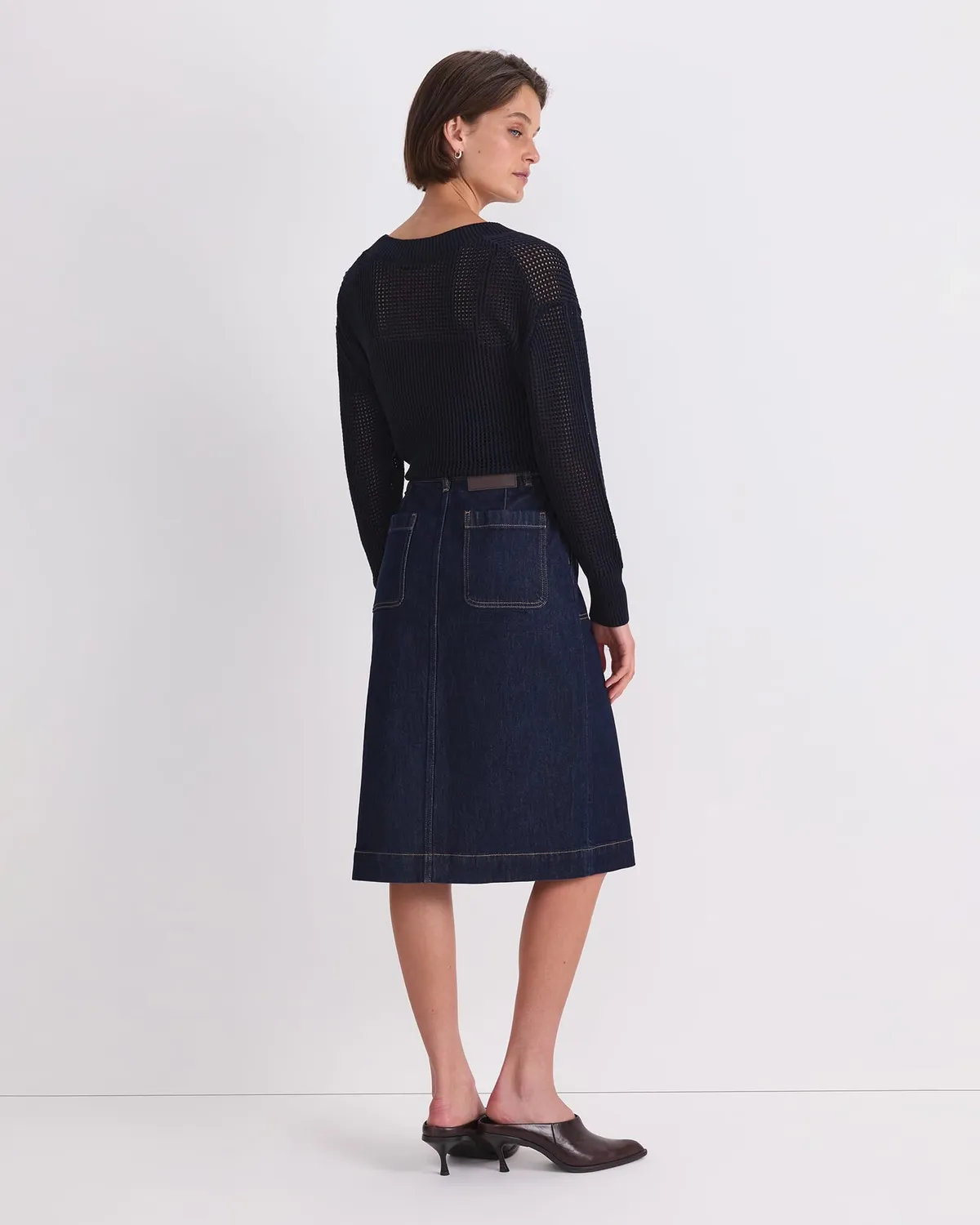 Sportscraft Peyton Denim Midi gonna jeans indaco