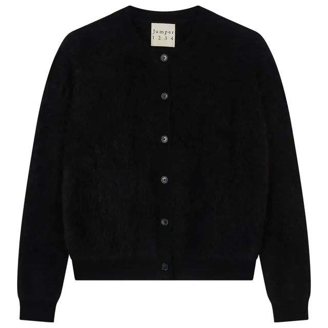 Jumper 1234 Brushed cardigan cashmere nero fluffy
