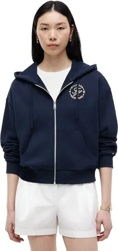 Tommy Hilfiger Roundal WW0WW50938 felpa donna XL zip blu