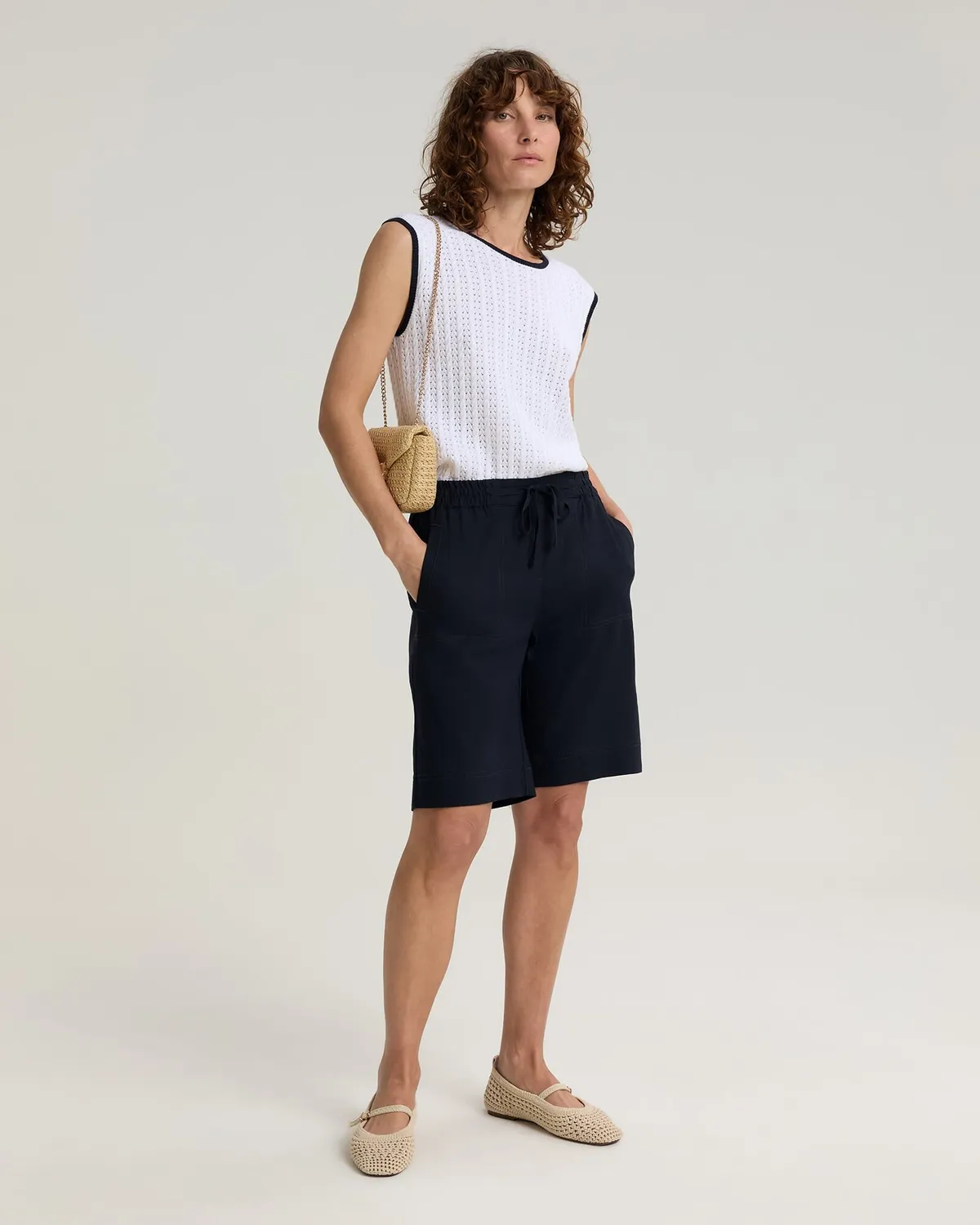 Sportscraft Rosa shorts lino donna elastico