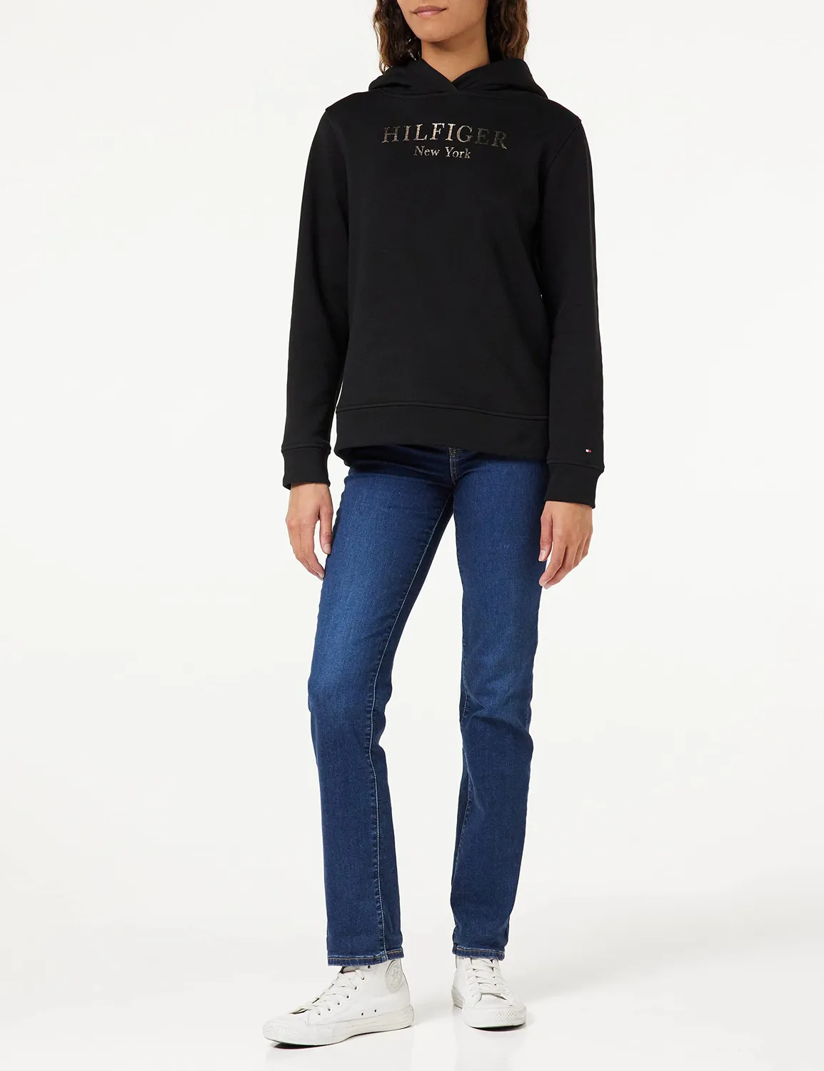 Tommy Hilfiger WW0WW37181 felpa donna nera foil