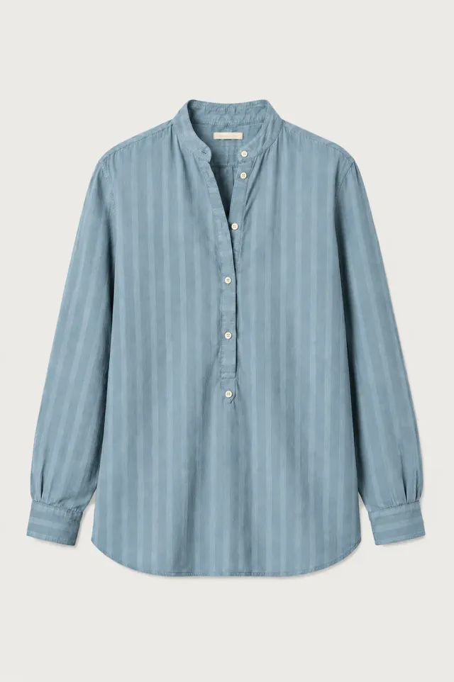 Massimo Alba Leontine camicia donna Air Blue collo coreana