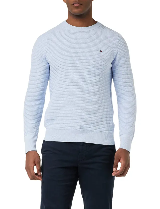 Tommy Hilfiger pullover girocollo uomo blu cotone