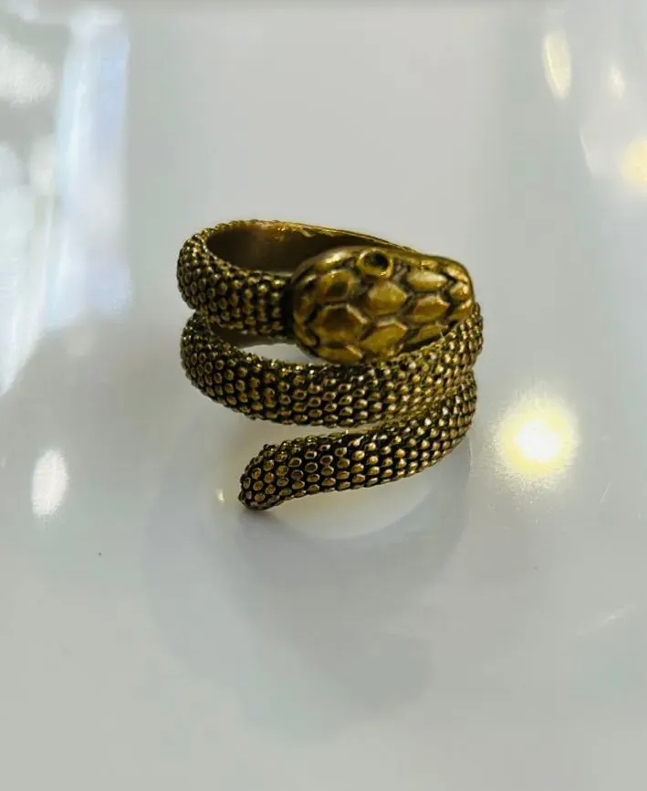 LOL Roma anello serpente ottone regolabile