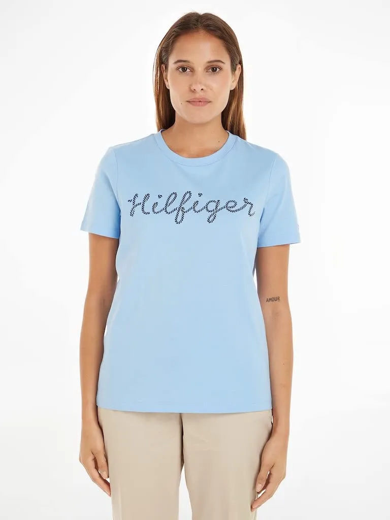 Tommy Hilfiger Reg Rope Puff Top Donna Cotone Maniche Corte